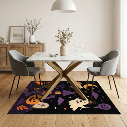 Cute Halloween Ghost Cat Kids Cartoon Area Rug