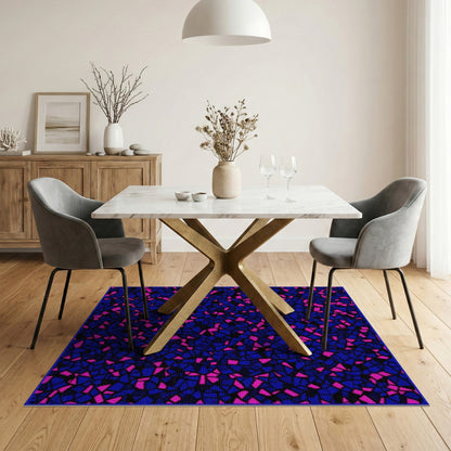 Blue Pink Geometric Mosaic Area Rug