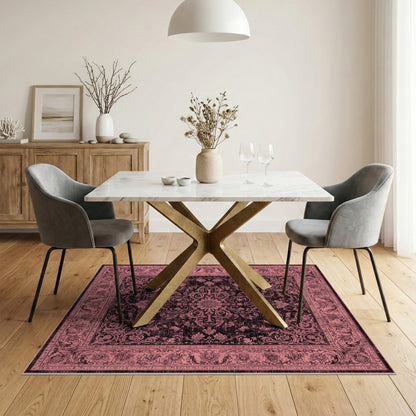 Pink Distressed Vintage Floral Area Rug