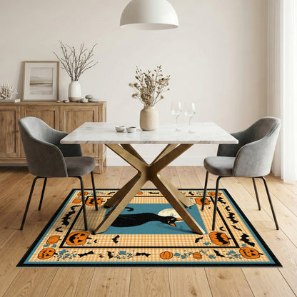 Kids Cartoon Black Cat Halloween Area Rug