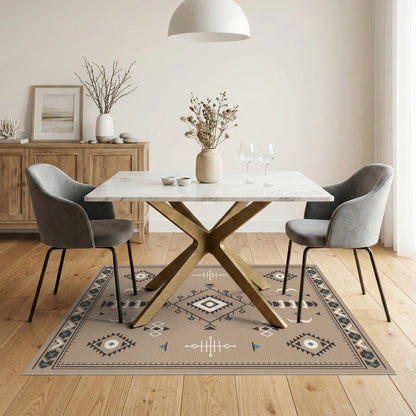 Beige Heritage Tribal Geometric Area Rug