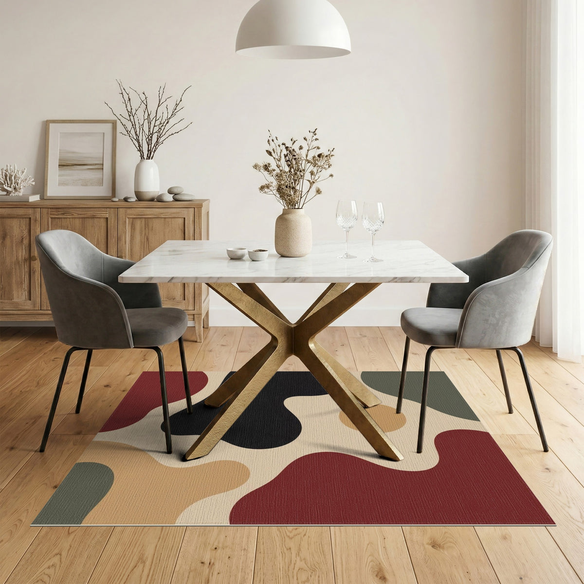 Organic Abstract Shapes Area Rug
