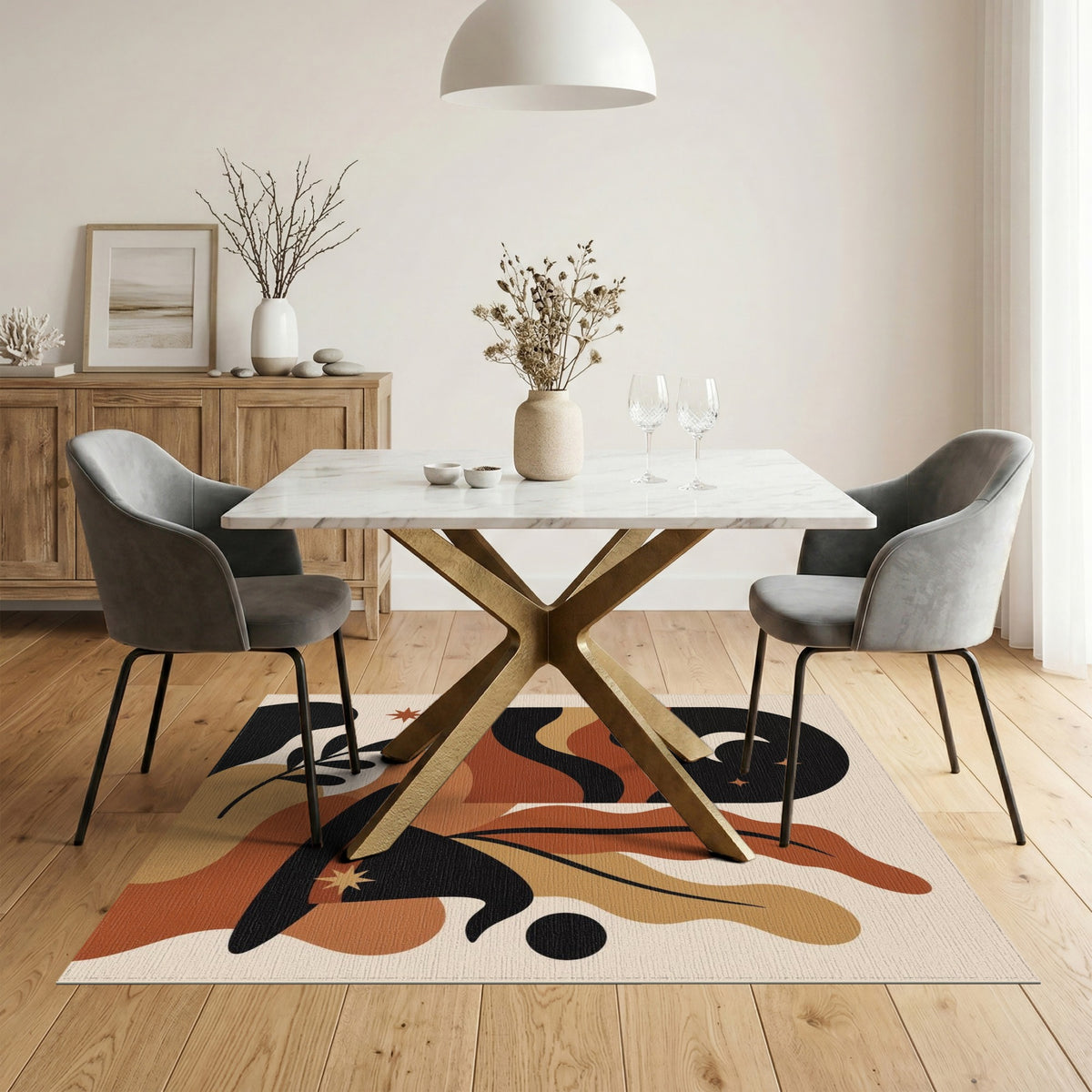 Abstract Witch Hat Moon Area Rug