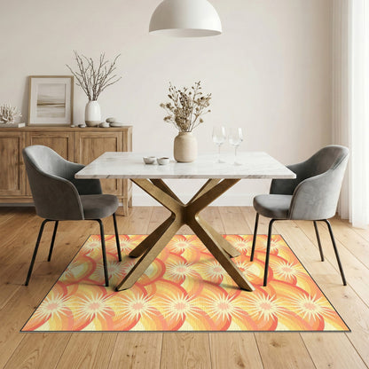 Orange Sunburst Wave Area Rug