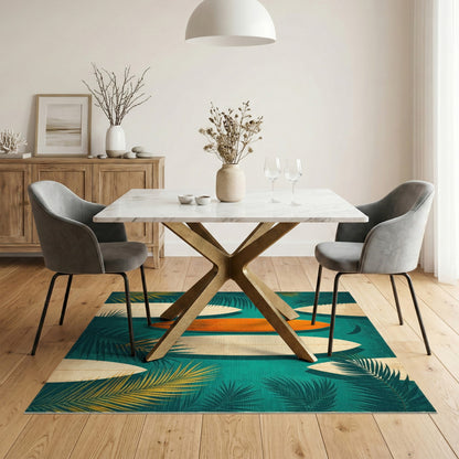 Blue and Teal Coastal Surfboard Teal Area Rug