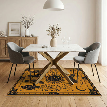 Celestial Butterfly Sun Moon Yellow Rug