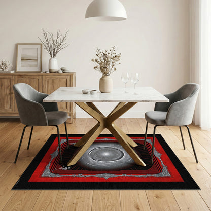 Red Vortex Skeleton Area Rug
