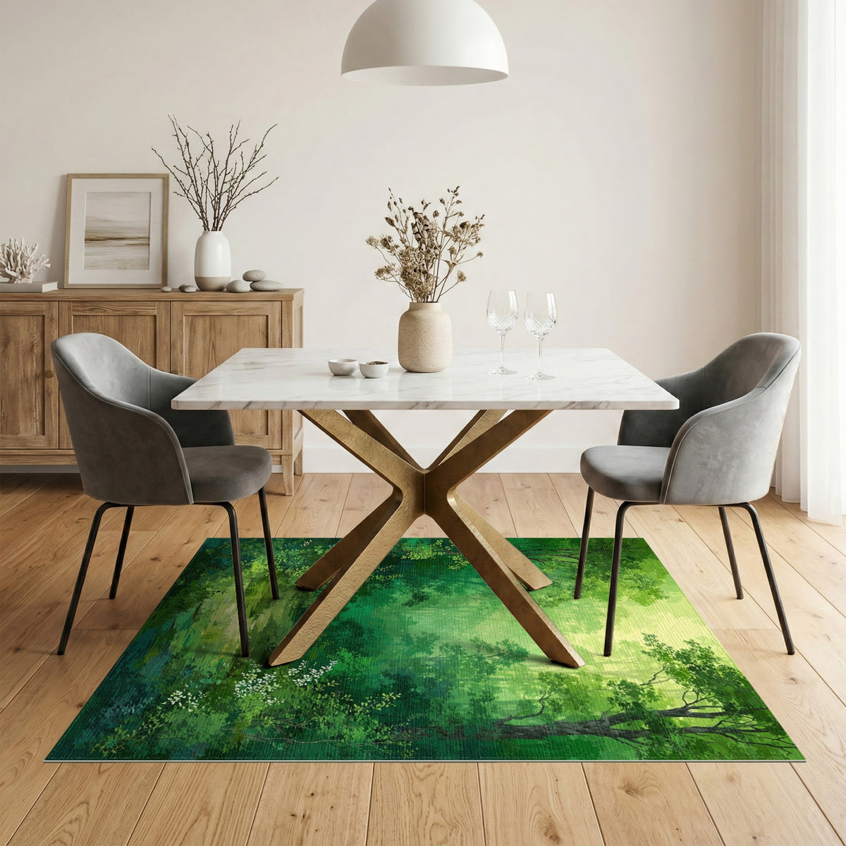 Verdant Forest Stream Area Rug