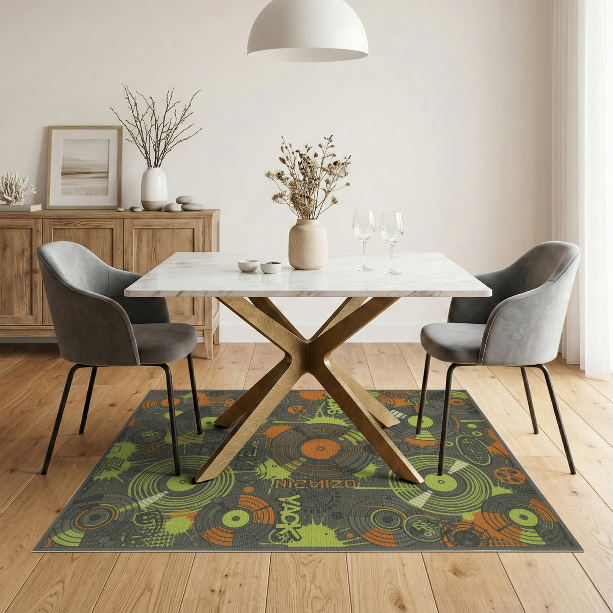 Neon Vinyl Record Area Rug
