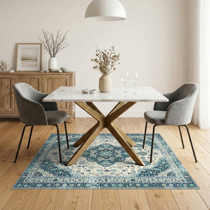 Teal Persian Medallion Area Rug