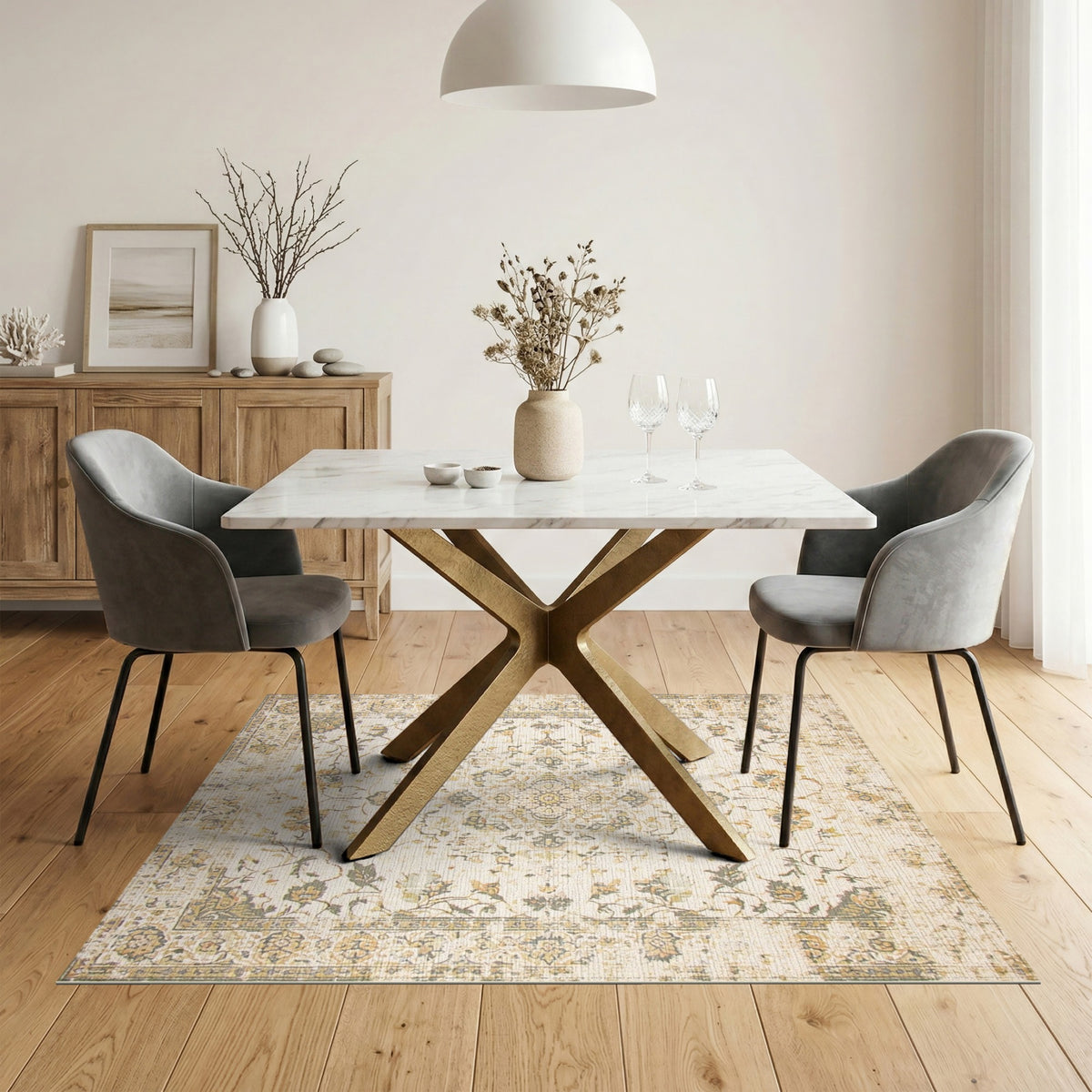 Beige Floral Vintage No. 75 Area Rug