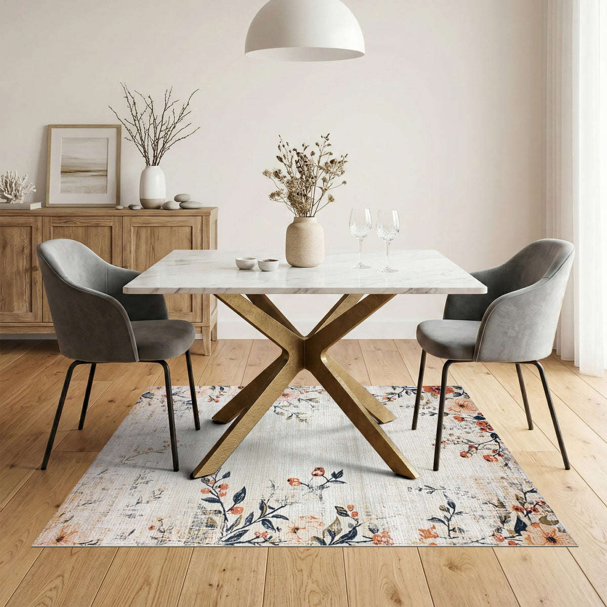 Vintage Floral Beige No. 18 Area Rug