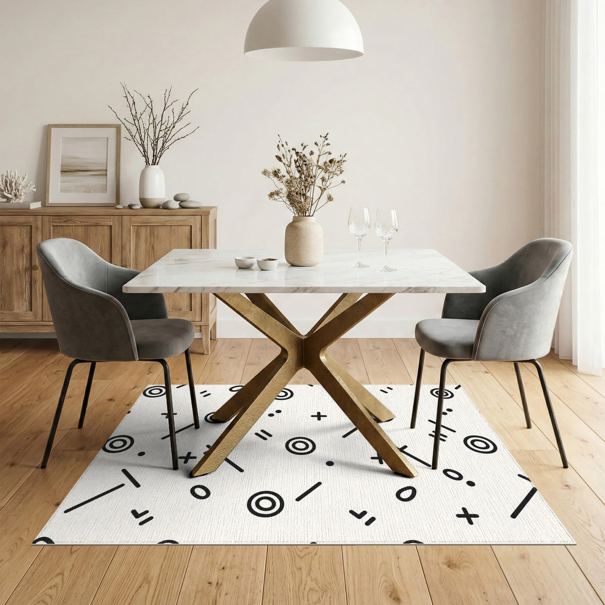 Black and White Washable Black White Geometric Washable Area Rug
