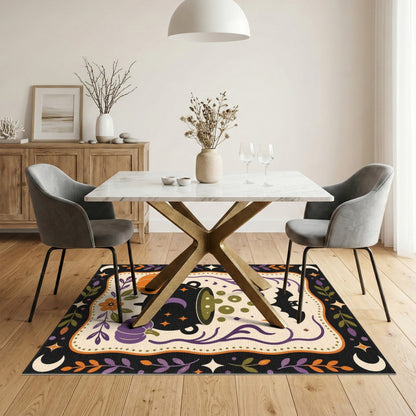 Halloween Cauldron Bat Pumpkins Washable Area Rug