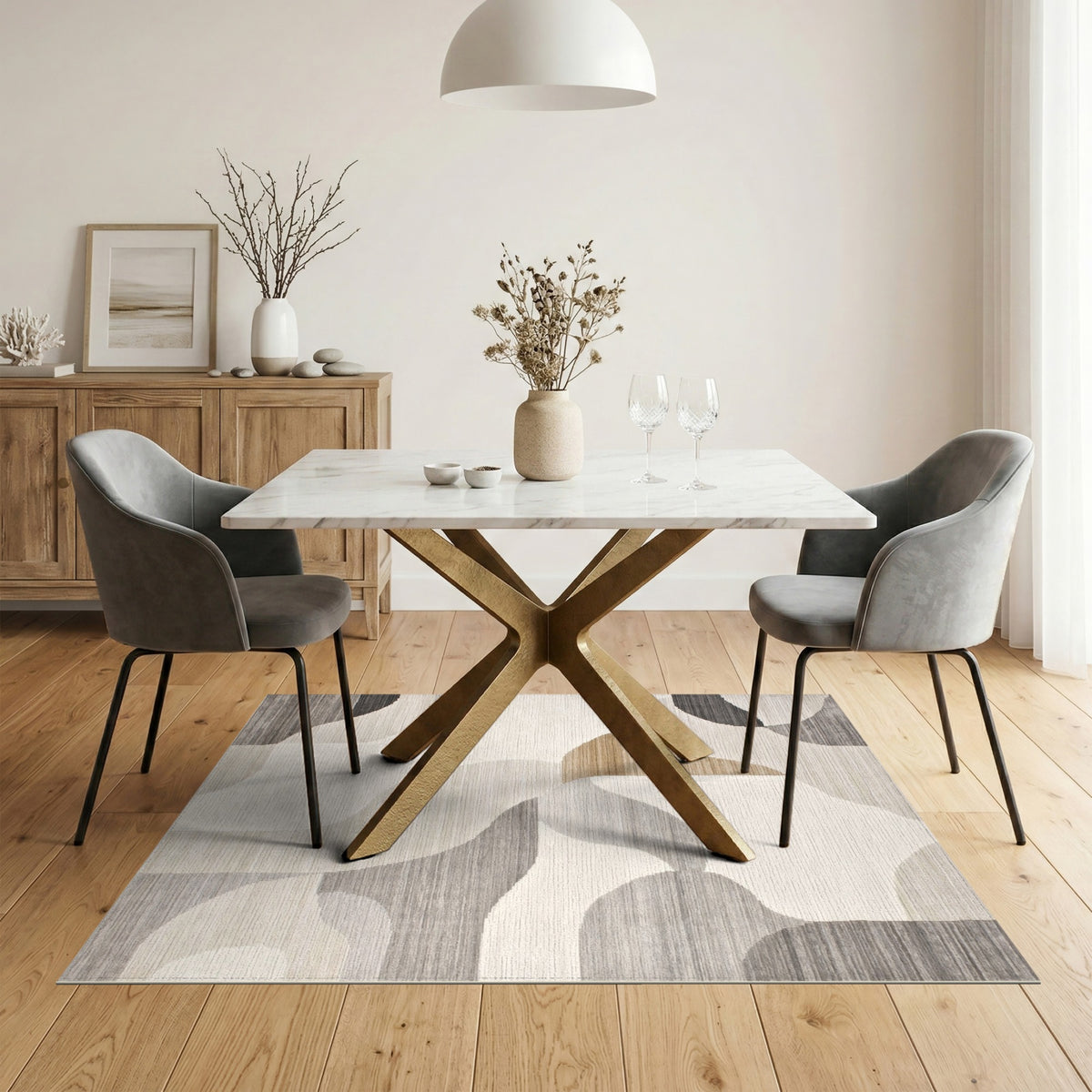 Abstract Area Beige and Neutral Abstract Neutral Wave Area Rug