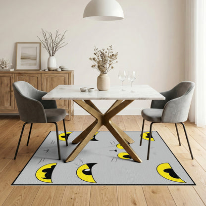 Grey Cat Eyes Kids Cartoon Area Rug