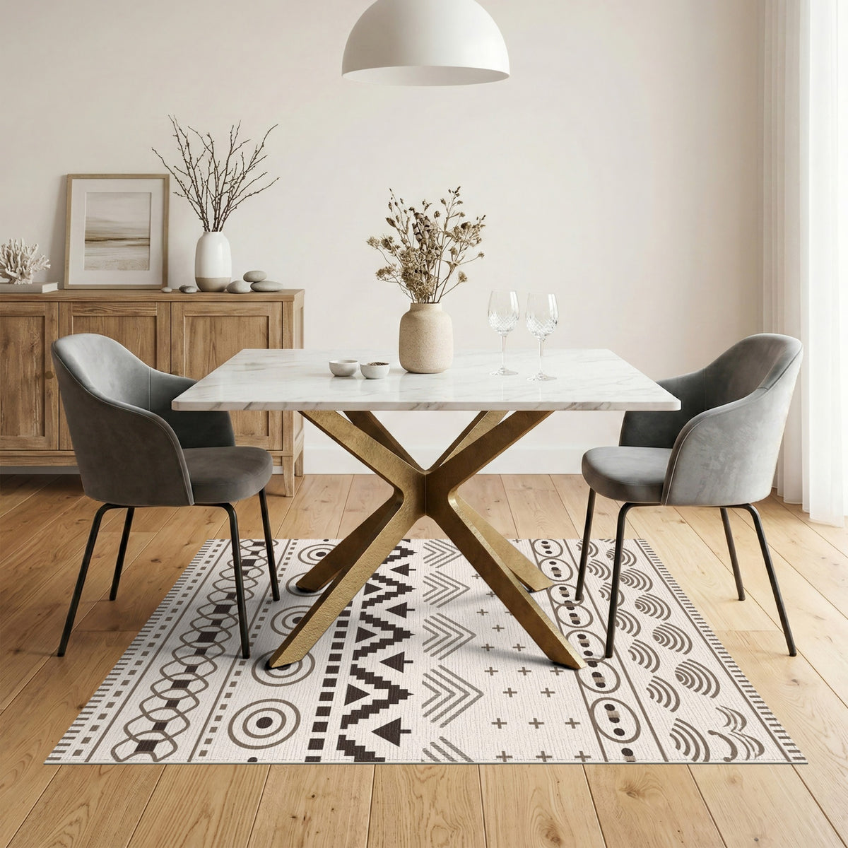Brown Heritage Tribal Geometric Area Rug