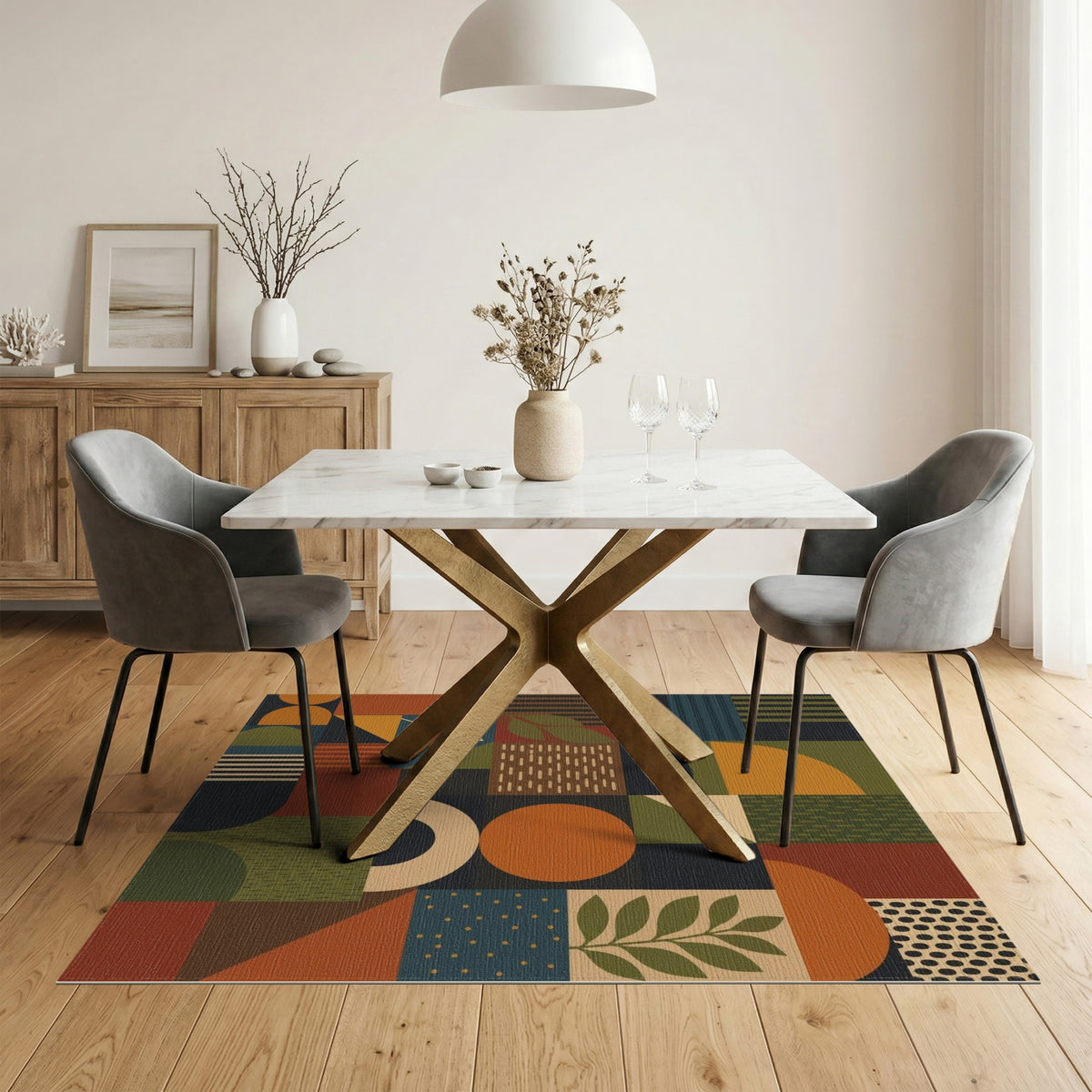 Vibrant Multi-Color Geometric Area Rug