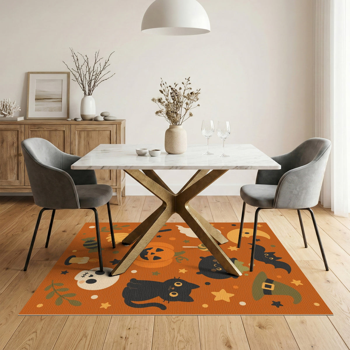 Multi-color and Patterns Cute Halloween Cartoon Kids Area Rug