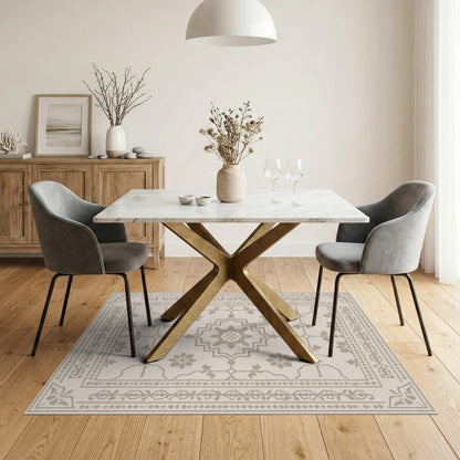 Beige and Neutral Beige Traditional Persian Medallion Rug