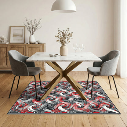 Multi-color and Patterns Red Swirl Abstract Area Rug