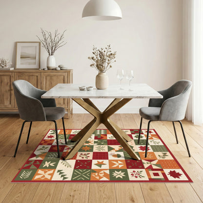 Autumn Patchwork Washable Area Rug