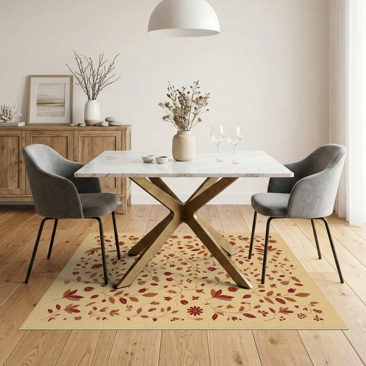 Vintage Floral Beige Area Rug