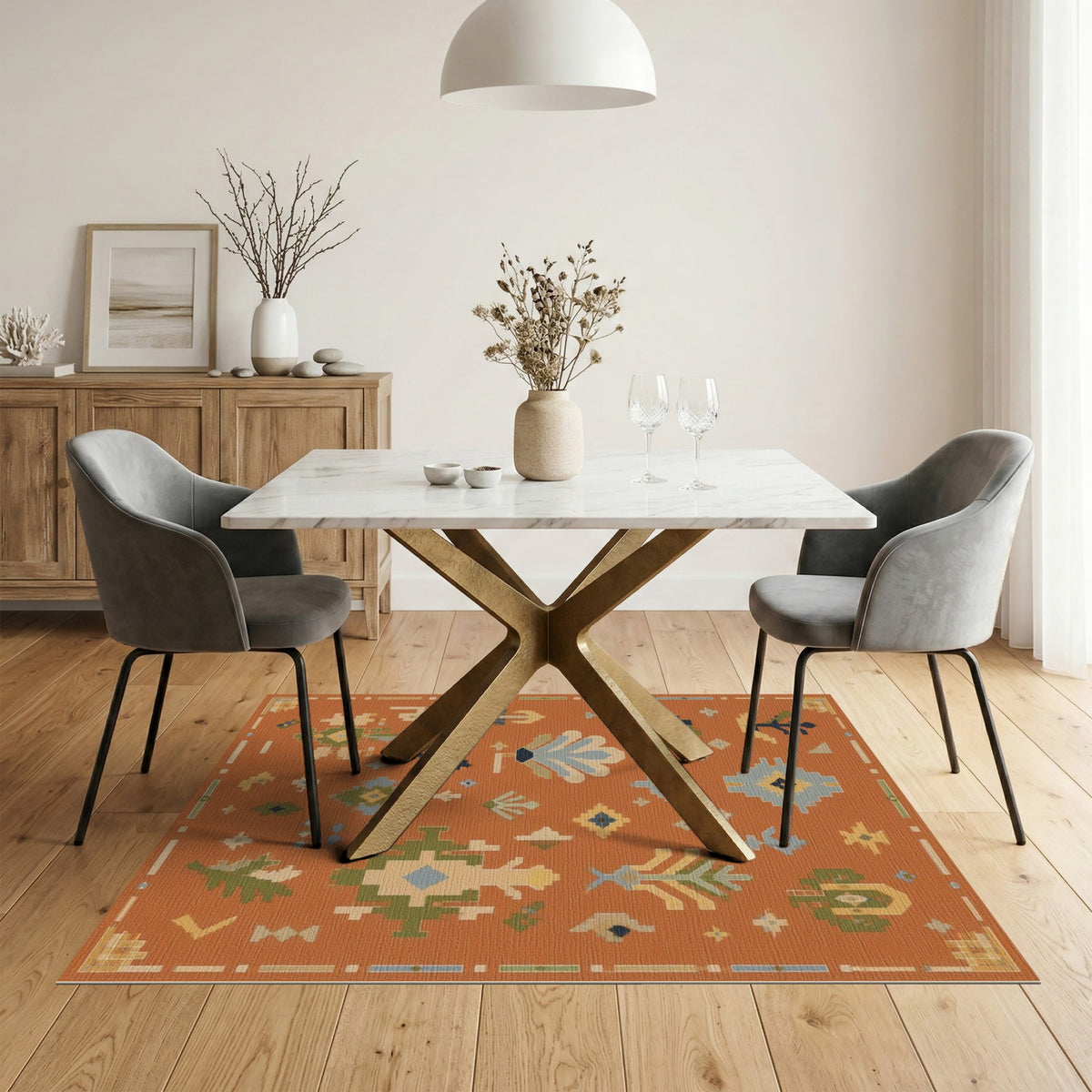 Southwestern Orange Geometric Area Rug
