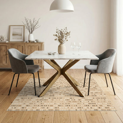 Beige and Neutral Beige Geometric Motif Area Rug