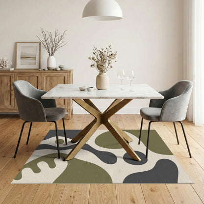 Olive Green Organic Abstract Area Rug