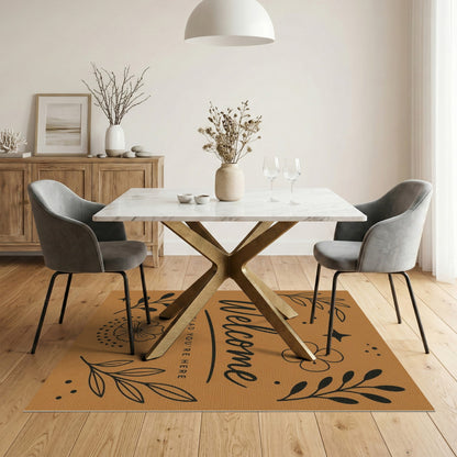 Welcome Brown Boho Floral Rug