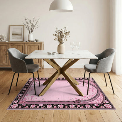 Pink Floral Arch Vintage Area Rug