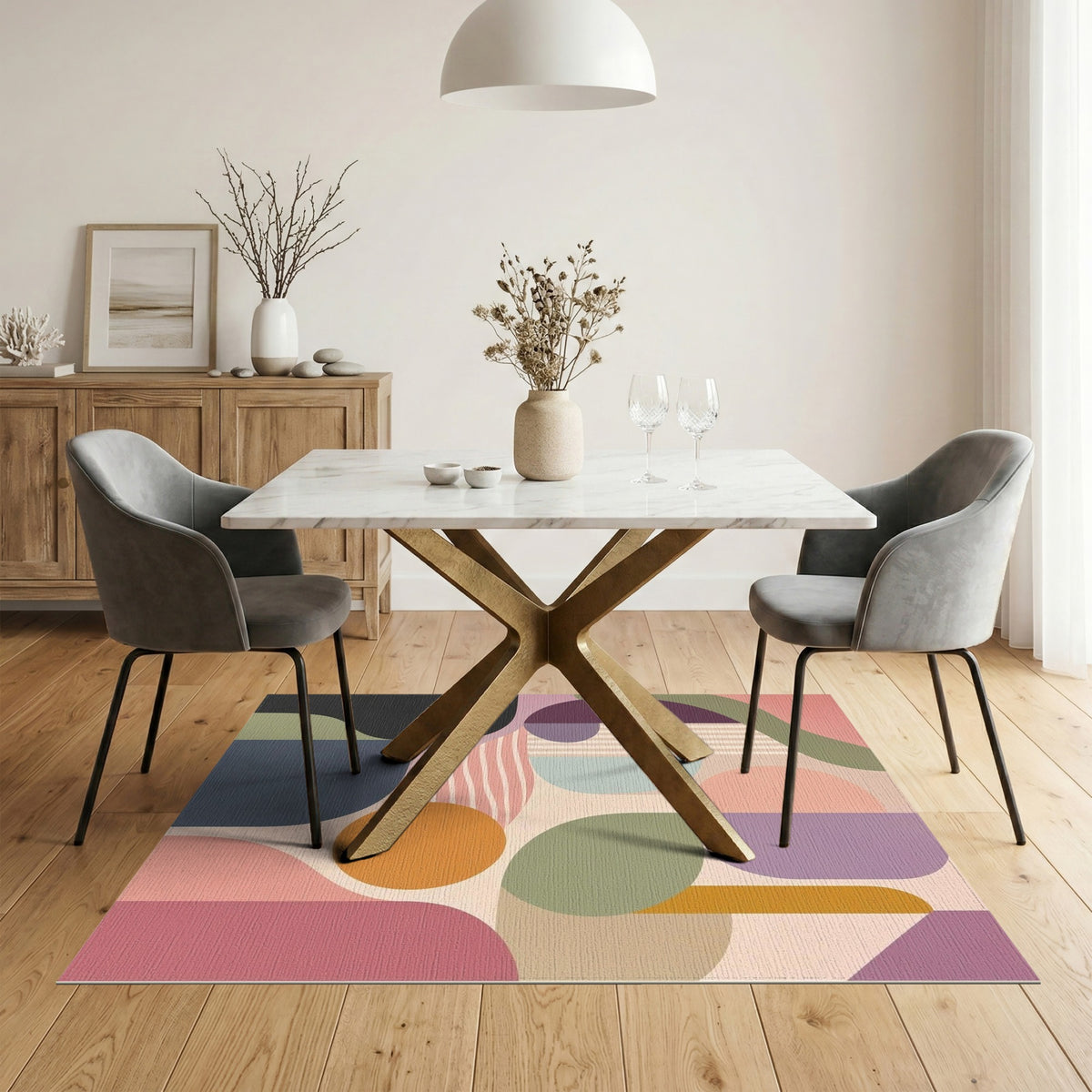 Vivid Geometric Abstract Area Rug