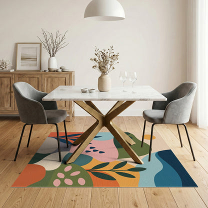 Abstract Botanical Multi-Color Area Rug