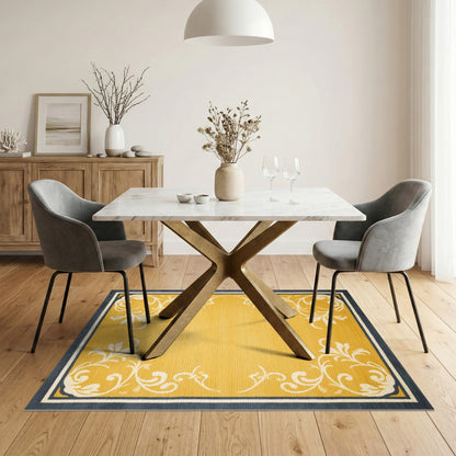 Yellow Floral Vintage Area Rug