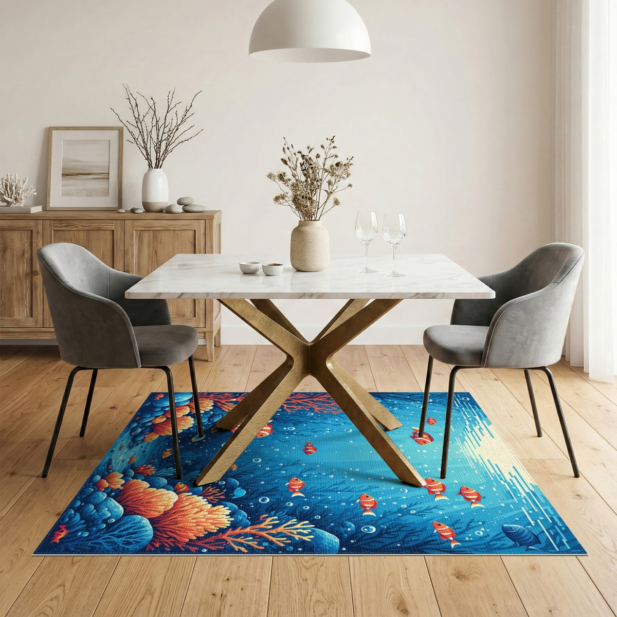 Ocean Coral Reef Fish Area Rug