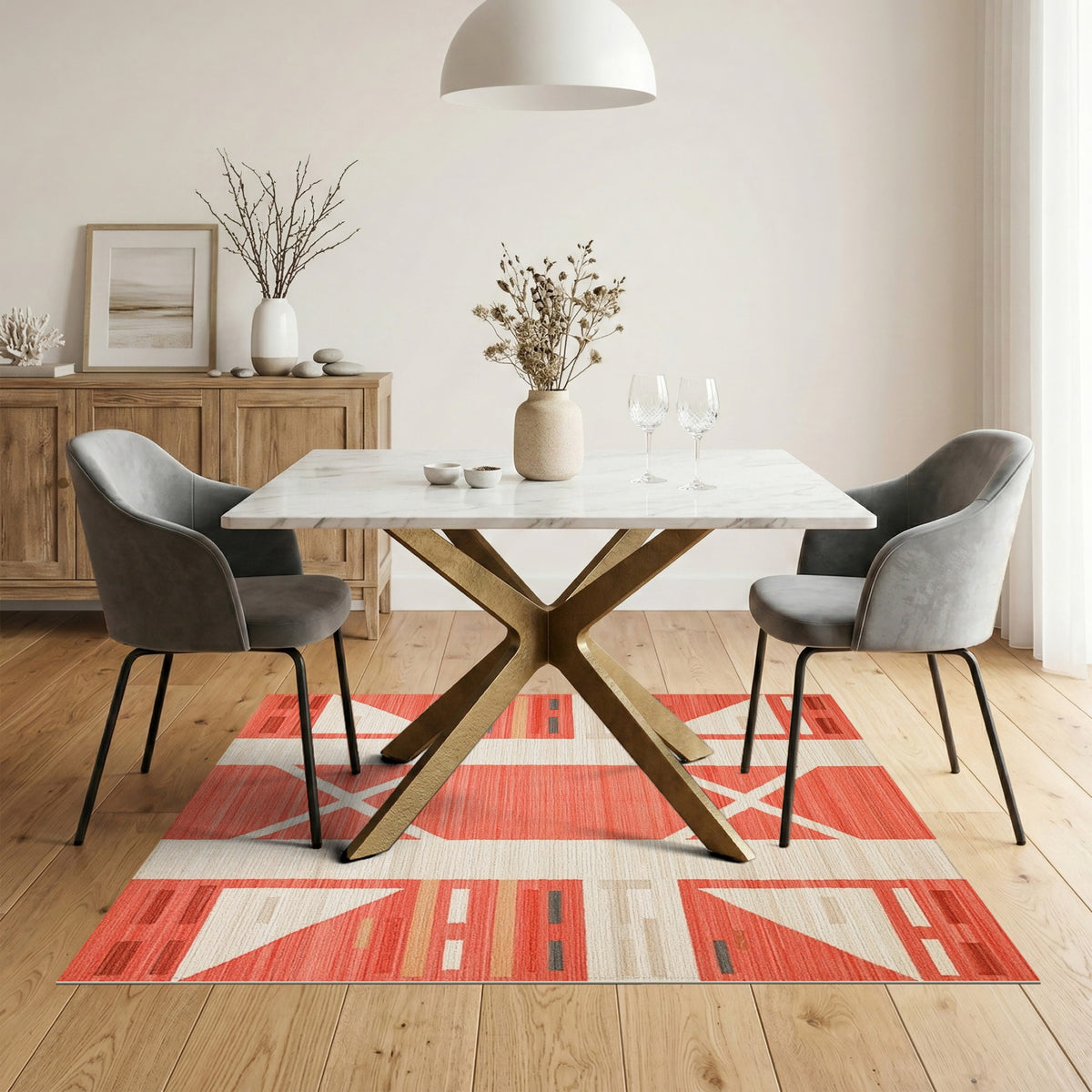 Red Geometric No. 2 Area Rug