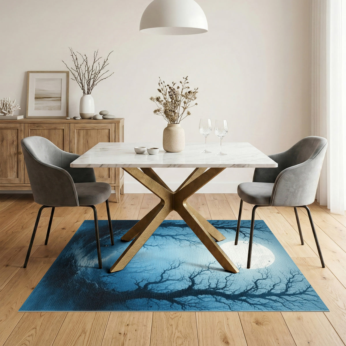 Moonlit Forest Path Area Rug