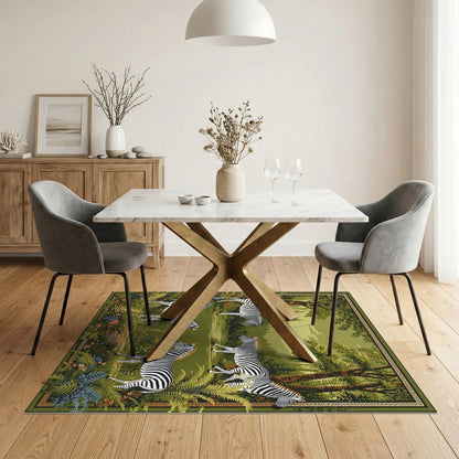 Green Zebra Forest Area Rug