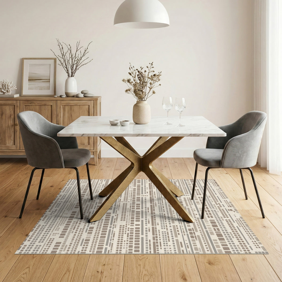 Geometric Modern Striped Beige Geometric Striped Area Rug