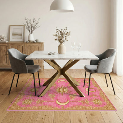 Pink Celestial Floral Vintage Area Rug