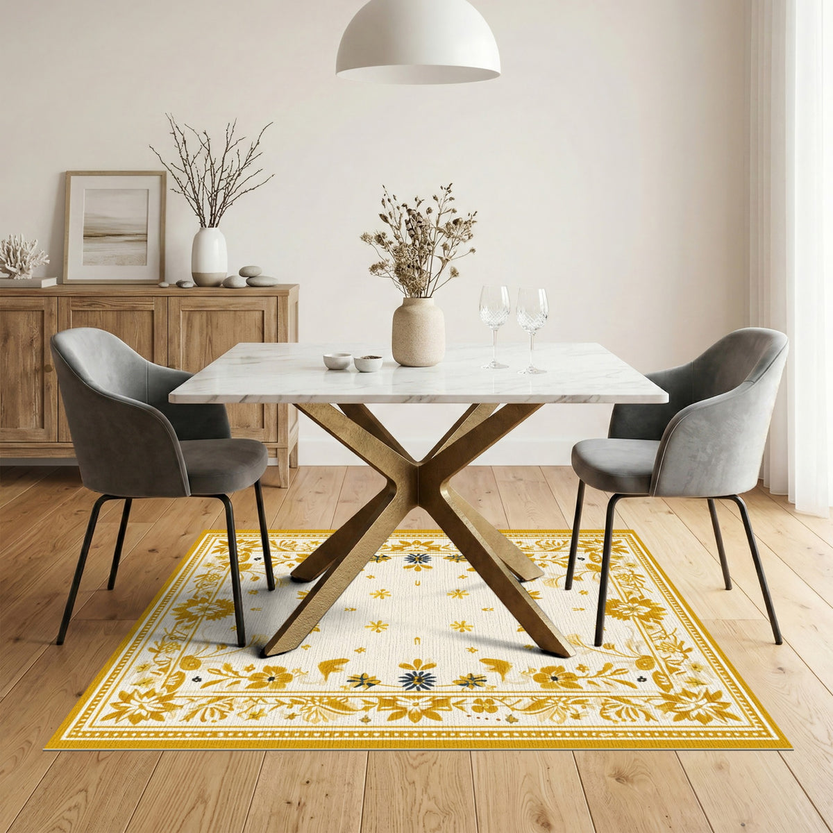 Yellow Floral Vintage No. 12 Area Rug