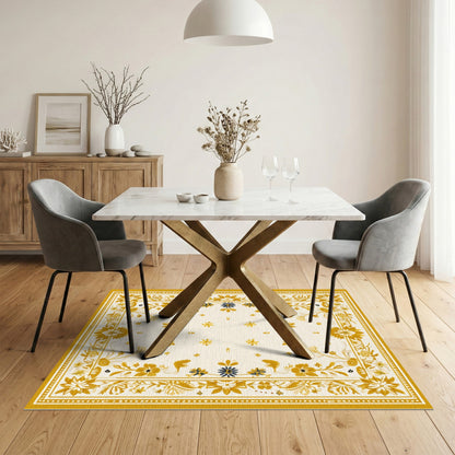 Yellow Floral Vintage No. 12 Area Rug