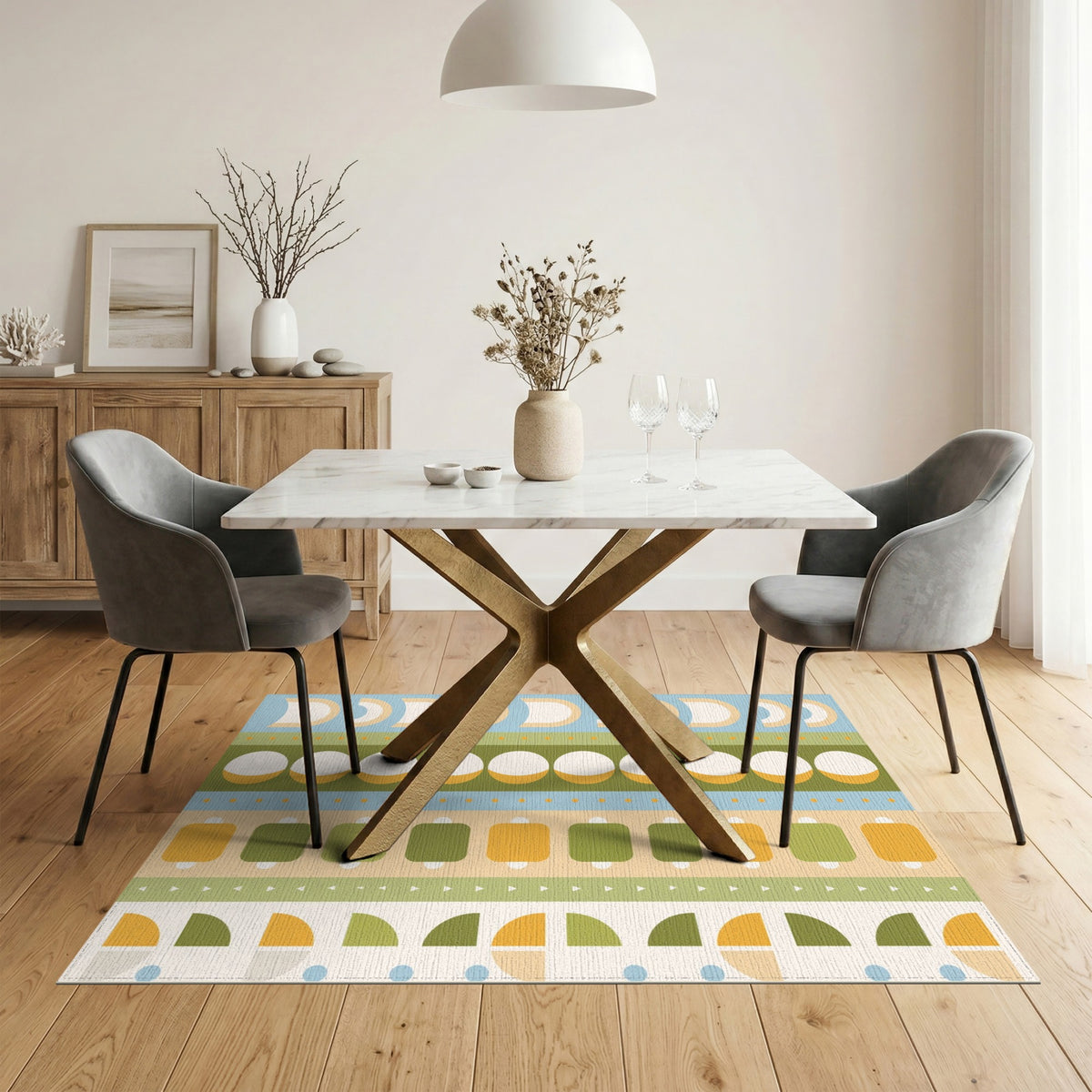 Multi-color and Patterns Vibrant Geometric Striped Multi-Color Area Rug