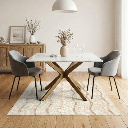 Beige Wavy Abstract No. 18 Area Rug