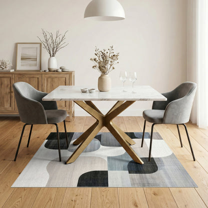 Shapes Grey Abstract Shapes Area Rug
