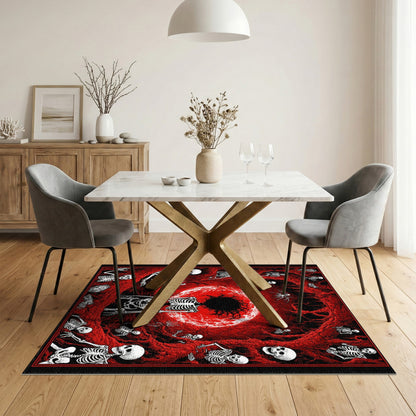 Abstract Area Red Skeleton Vortex Area Rug