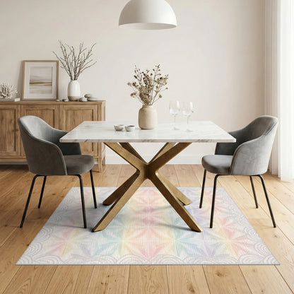 Pastel Rainbow Geometric Starburst Area Rug