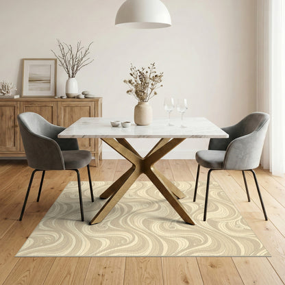 Beige Swirl Wave Abstract Area Rug