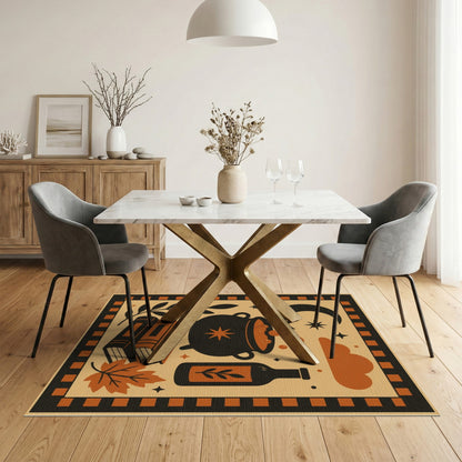 Mystical Cauldron Orange Washable Area Rug